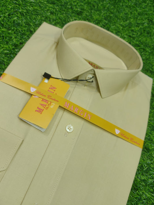 Premium TC Fabric Plain Formal Shirt - Beige