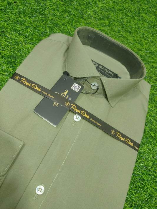 Premium TC Fabric Plain Formal Shirt - Olive Green