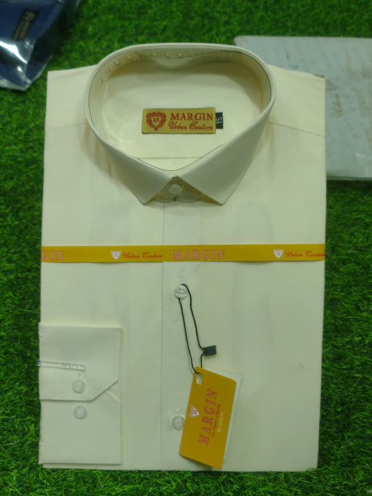 Premium TC Fabric Plain Formal Shirt - Cream Color