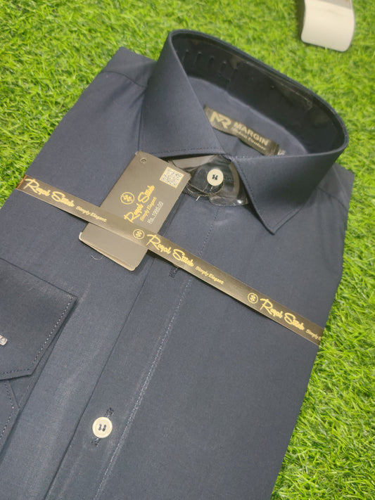 Premium TC Fabric Plain Formal Shirt - Dark Navy