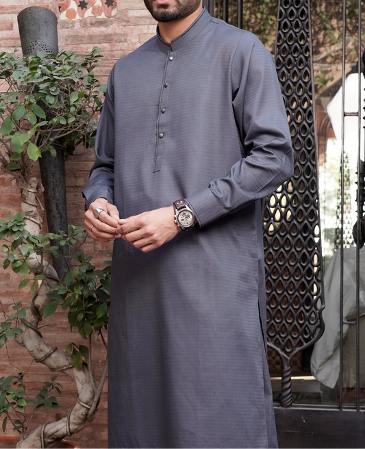 Premium Wash & Wear Shalwar Kameez - Ash Gray