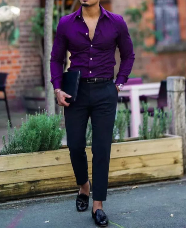 Premium TC Fabric Plain Formal Shirt - Dark Purple