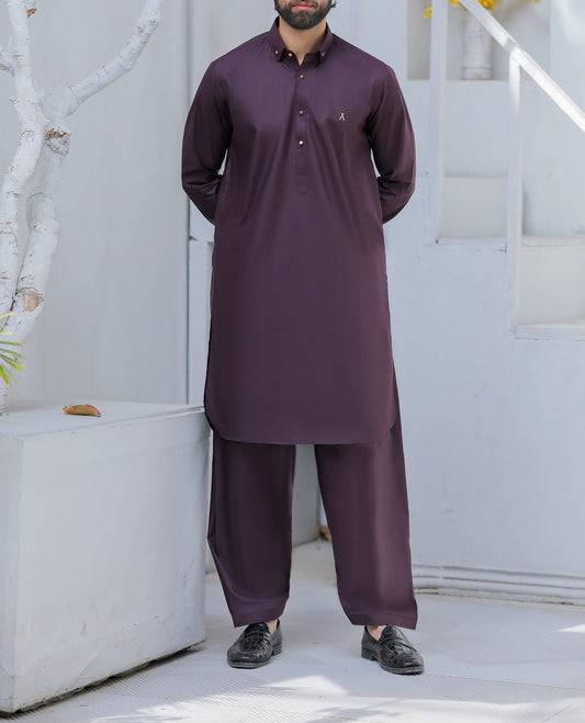 Premium Wash & Wear Shalwar Kameez - Dark Purple