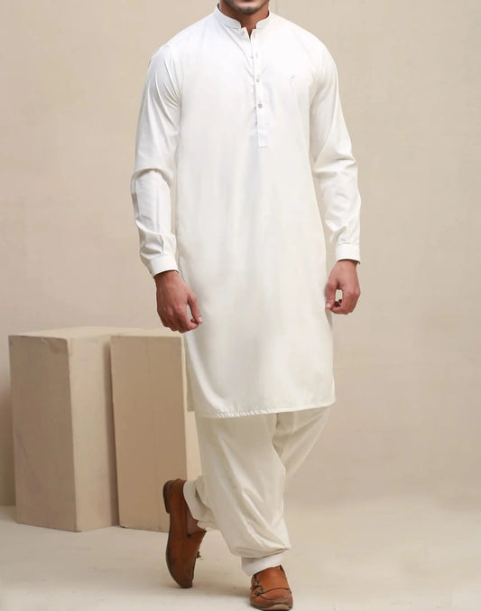 Premium Wash & Wear Shalwar Kameez - Off White